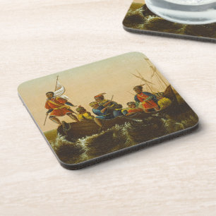 The Landing of Columbus, c.1837 (oil on canvas) Coaster