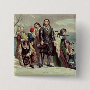 The Landing of the Pilgrims at Plymouth 15 Cm Square Badge