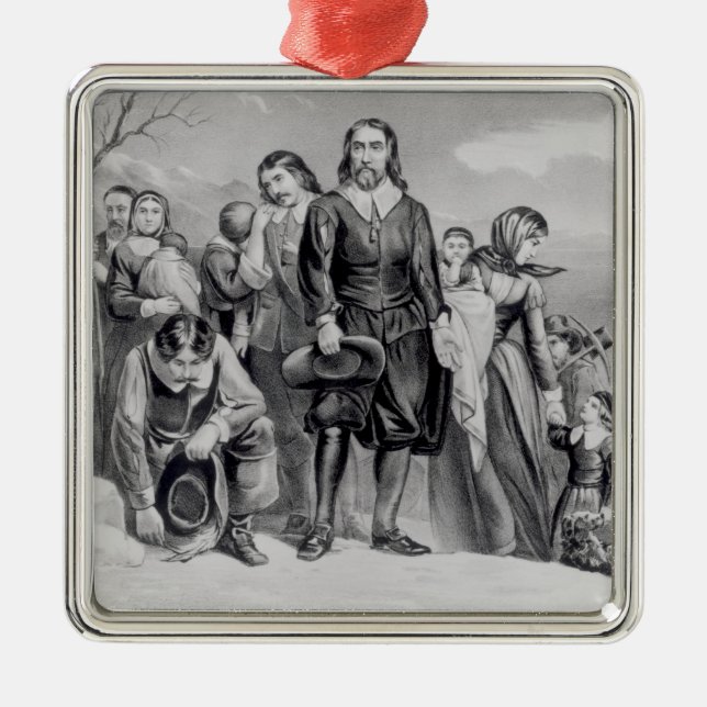 The Landing of the Pilgrims Metal Tree Decoration (Front)