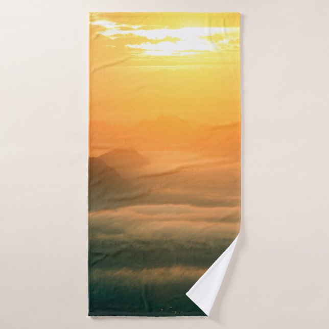 The landscape photo,  beautiful sea fog in morning bath towel (Bath Towel)