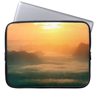 The landscape photo, beautiful sea fog in morning laptop sleeve