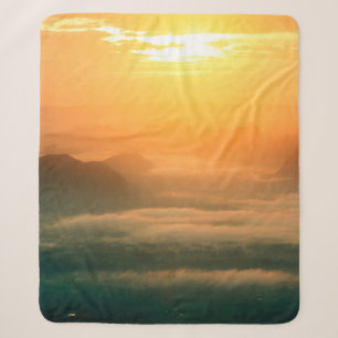 The landscape photo, beautiful sea fog in morning sherpa blanket