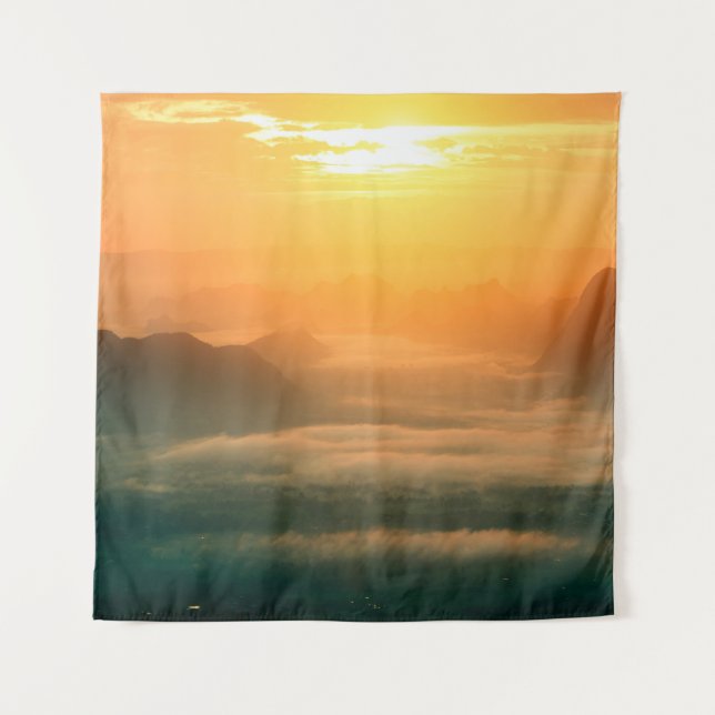 The landscape photo,  beautiful sea fog in morning tapestry (Front)