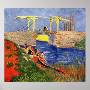 The Langlois Bridge at Arles with Women Washing Poster