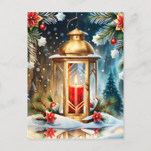 The Lantern Delicate Christmas is a beautiful sigh Holiday Postcard