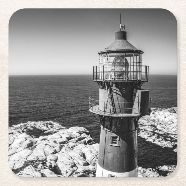 The Lantern Room of a Lighthouse | Bømlo Norway Square Paper Coaster (Front)