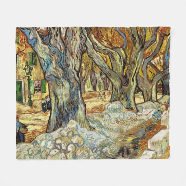 The Large Plane Trees By Vincent Van Gogh Fleece Blanket (Front (Horizontal))