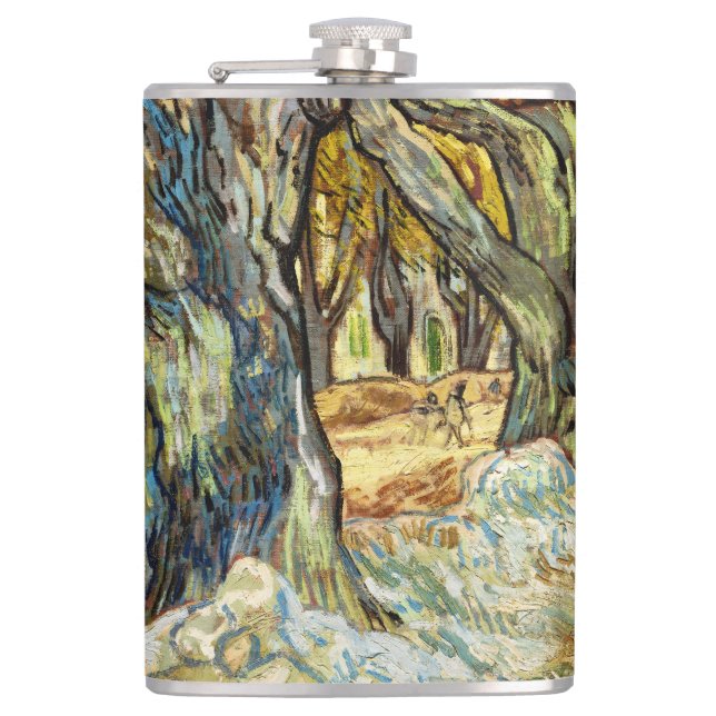 The Large Plane Trees By Vincent Van Gogh Hip Flask (Front)