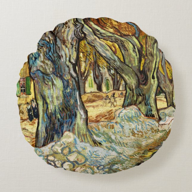 The Large Plane Trees By Vincent Van Gogh Round Cushion (Front)