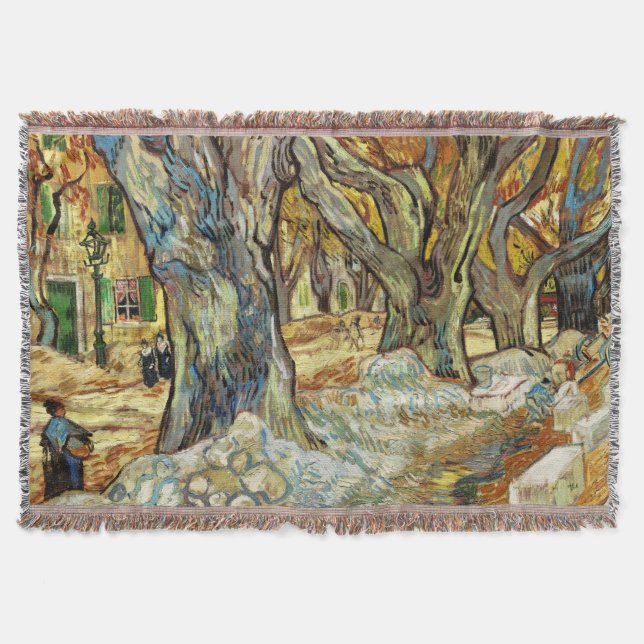 The Large Plane Trees By Vincent Van Gogh Throw Blanket (Front)