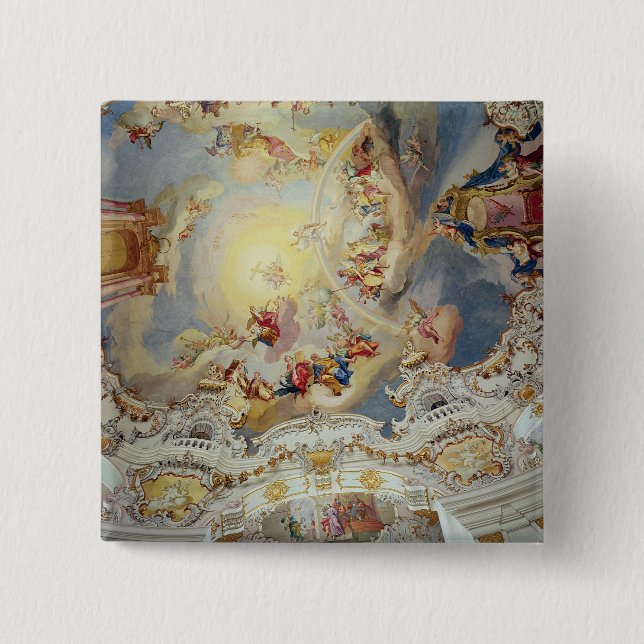 The Last Judgement, ceiling painting 15 Cm Square Badge (Front)