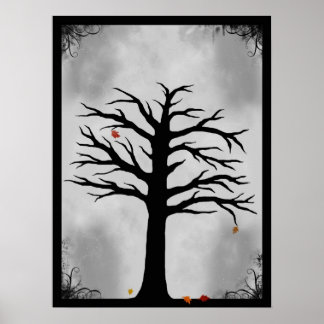 The Last Leaves of Fall - Spooky Tree Poster