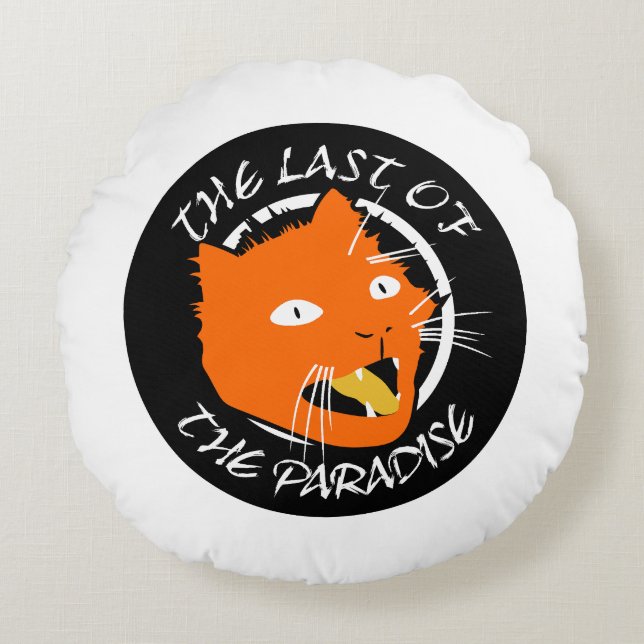 The Last of The Paradise Flat Colours Cat Round Cushion (Front)