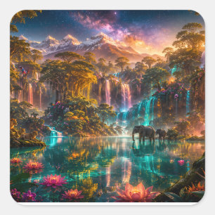 The Last Paradise — Impossible African Eden Square Sticker