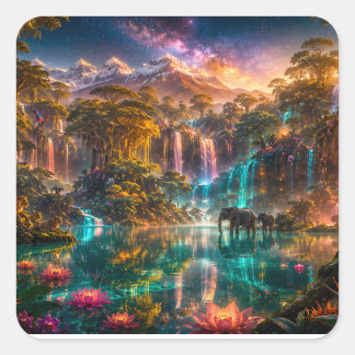 The Last Paradise — Impossible African Eden Square Sticker