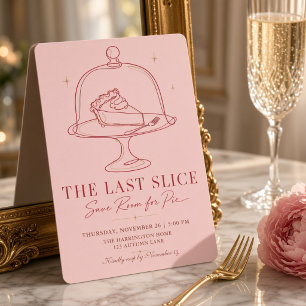 The Last Slice Save Room for Pie Pink Line Art  Invitation