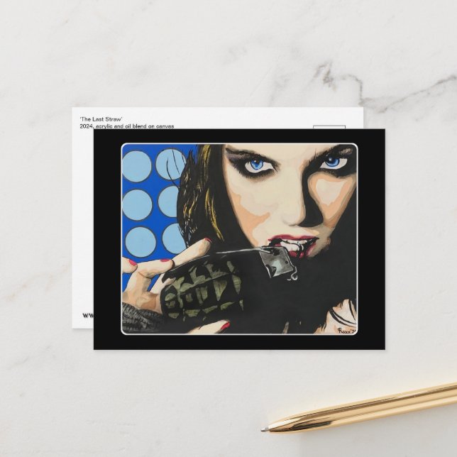 ‘The Last Straw’ Painting on a  Postcard (Front/Back In Situ)