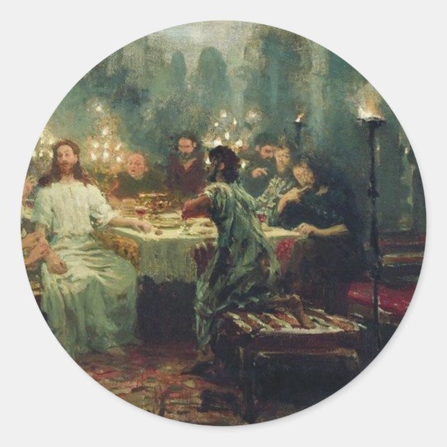 The Last Supper by Ilya Repin Classic Round Sticker (Front)