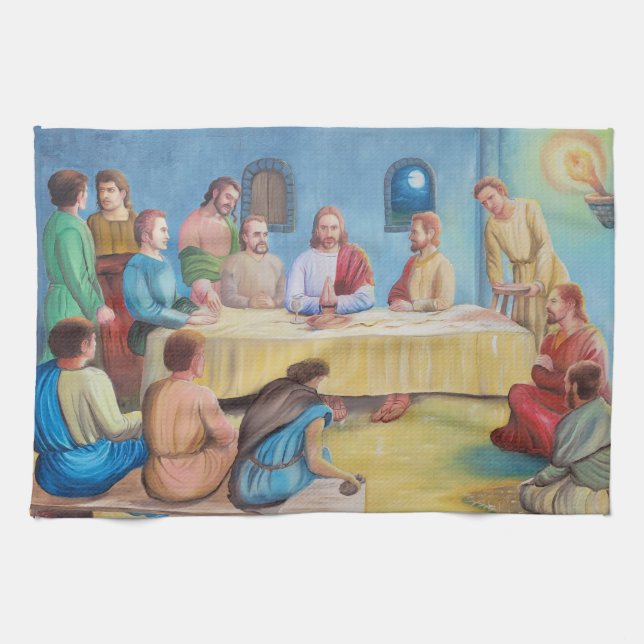 The Last Supper: Jesus and the Disciples Tea Towel (Horizontal)