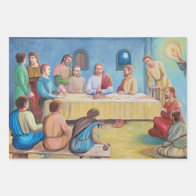 The Last Supper: Jesus and the Disciples Wrapping Paper Sheet (Front)