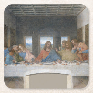 The Last Supper, Leonardo da Vinci, 1495-1498 Square Paper Coaster