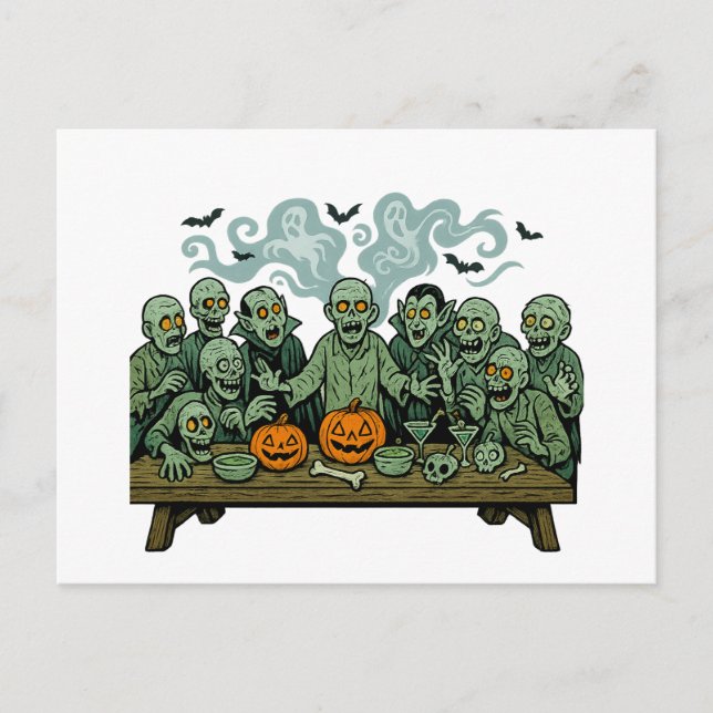 The Last Supper of Zombies – Halloween  Parody Postcard (Front)
