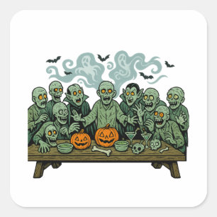 The Last Supper of Zombies – Halloween  Parody Square Sticker