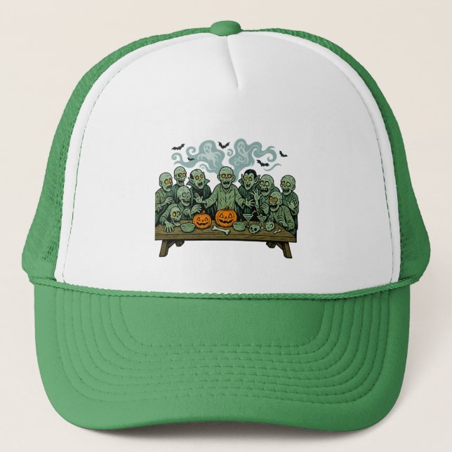 The Last Supper of Zombies – Halloween  Parody Trucker Hat (Front)