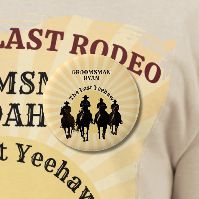 The Last Yeehaw Cowboy Sunset  Groomsman Bachelor 6 Cm Round Badge (The Last Yeehaw Cowboy Sunset Groomsman Bachelor Button)