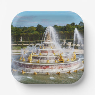 The Latona Fountain in the gardens of Versailles Paper Plate