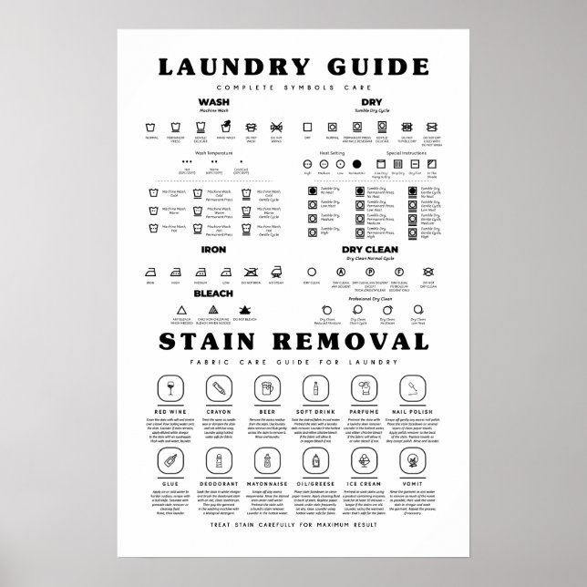 The Laundry Guide Symbols Care With Stain Removal Poster (Front)