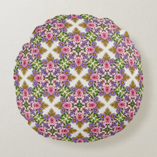 The Lavender Treasury Vintage Floral Medallion Round Cushion