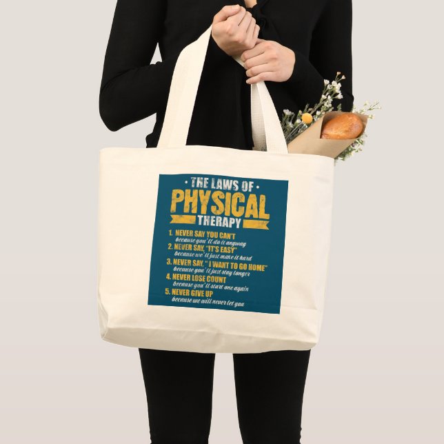 The Laws of Physical Therapy Physical Therapist Large Tote Bag (Front (Product))
