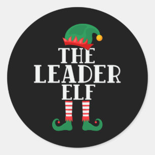 The Leader Elf Funny Christmas Classic Round Sticker