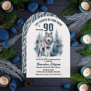 The Leader of Our Pack Wolf 90th Birthday Party Invitation