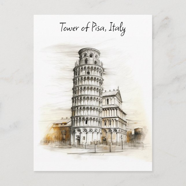 The leaning Tower of Pisa, Italy Holiday Postcard (Front)