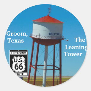 The Leaning Tower of Texas in Groom - Highway 66 Classic Round Sticker