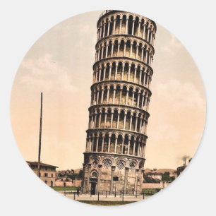 The Leaning Tower, Pisa, Italy classic Photochrom Round Sticker