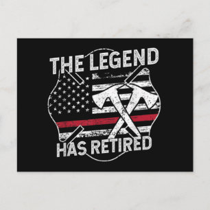 The Legend Has Retired Firefighter Retirement Postcard