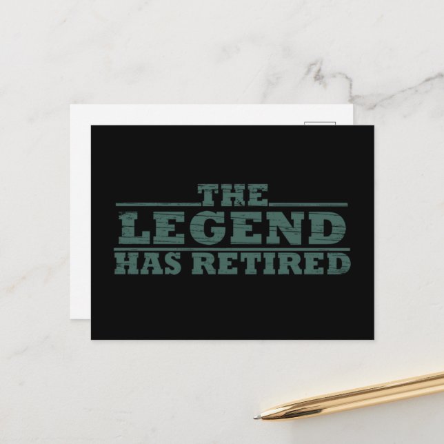 The Legend Has Retired funny retirement Holiday Postcard (Front/Back In Situ)