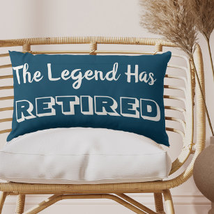 The Legend Has Retired Ocean Blue and White Lumbar Cushion