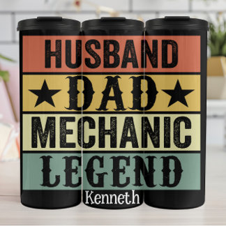 The Legend Lives" - Husband Dad Mechanic Black Thermal Tumbler