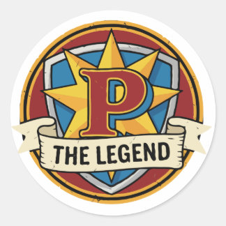 The Legend Monogram P - Custom Superhero Gamer  Classic Round Sticker