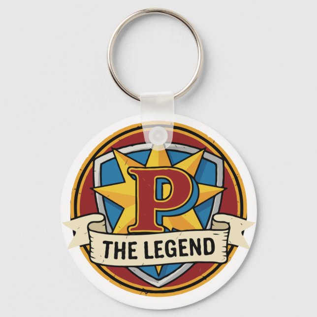 The Legend Monogram P - Custom Superhero Gamer  Key Ring (Front)