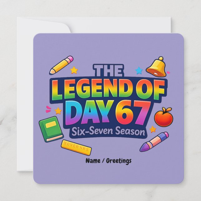 The Legend of Day 67 Rainbow School Celebration Invitation (Front)