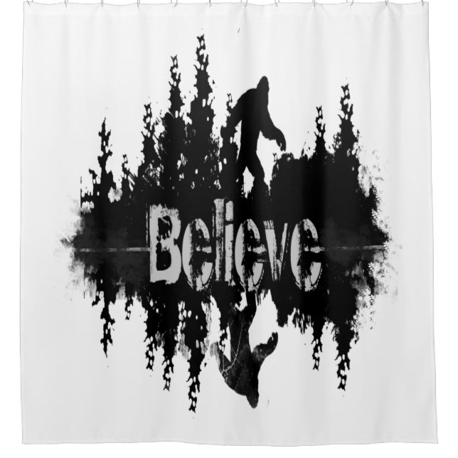 The legend Sasquatch, Big Foot Lake Reflection Shower Curtain (Front)