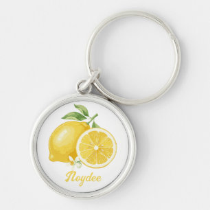 The lemon, bright yellow fruit, sour and fresh key ring