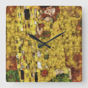 The Lemon Kiss Vegetable Decoupage Spoof Art Square Wall Clock