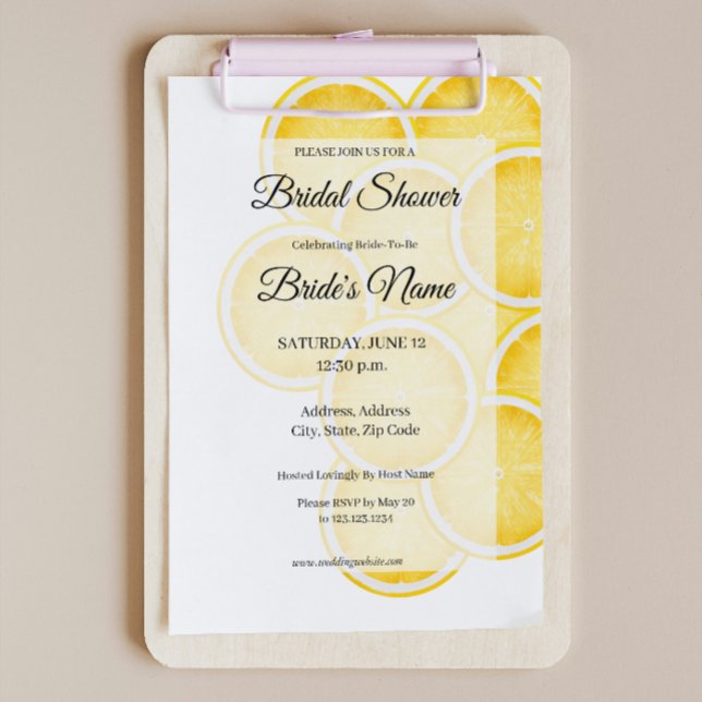 The Lemon Spritz Yellow Bridal Shower Invitation (Creator Uploaded)