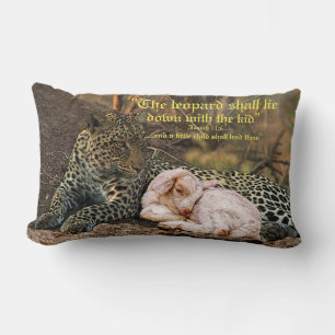The leopard shall lie down with the lamb-Isaiah 11 Lumbar Cushion